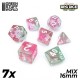 7x Dadi Mix 16 mm - Rosa chiaro Trasparente
